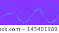 Abstract wavy lines formed by blue dots on a purple background 143401989