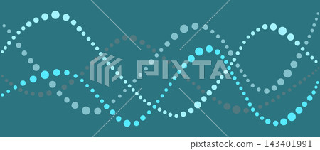 Abstract DNA helix pattern made of dots on a teal background Abstract DNA helix pattern made of dots on a teal background 143401991