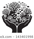 Hands holding coral reef fish marine ecosystem save planet ocean conservation nature design. 143401998