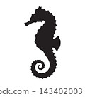 Seahorse silhouette for marine biodiversity ocean conservation save planet nature protection design. 143402003