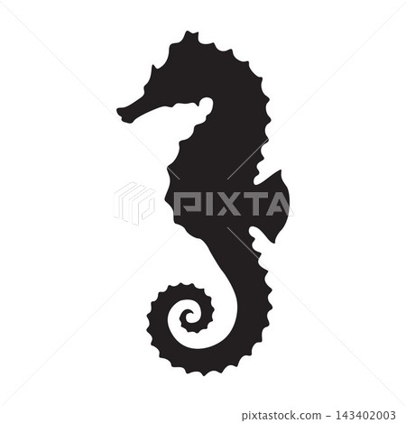 Seahorse silhouette for marine biodiversity ocean conservation save planet nature protection design. Seahorse silhouette for marine biodiversity ocean conservation save planet nature protection design. 143402003