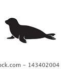 Seal silhouette for marine arctic wildlife conservation and ocean life save planet nature design. 143402004
