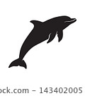 Dolphin silhouette jumping for ocean life marine biodiversity save planet nature design. 143402005