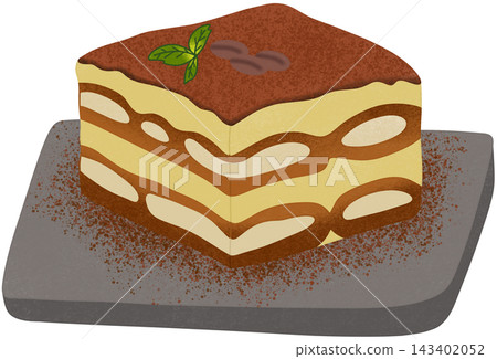 tiramisu with cocoa topping 143402052