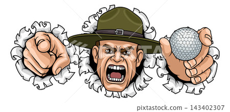 Drill Instructor Sergeant Bootcamp Golf Mascot 143402307