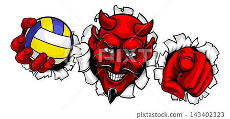 Devil Volleyball Ball Sports Mascot Illustration 143402323