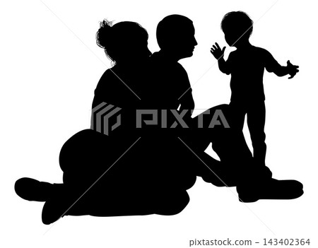 Silhouette Couple Young Parents and Child 143402364