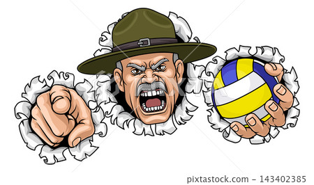 Drill Instructor Sergeant Volleyball Sports Mascot Drill Instructor Sergeant Volleyball Sports Mascot 143402385