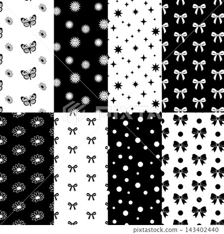 Black and white minimalist seamless patterns vector set Black and white minimalist seamless patterns vector set 143402440