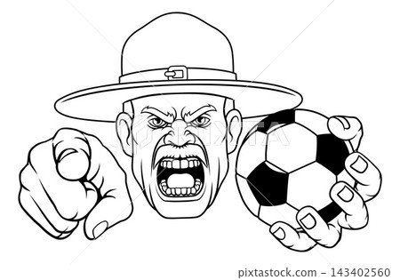 Drill Instructor Sergeant Soccer Football Mascot Drill Instructor Sergeant Soccer Football Mascot 143402560