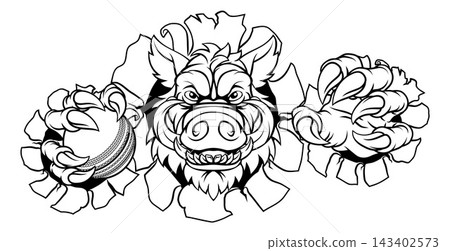 Boar Wild Hog Razorback Warthog Pig Cricket Mascot Boar Wild Hog Razorback Warthog Pig Cricket Mascot 143402573