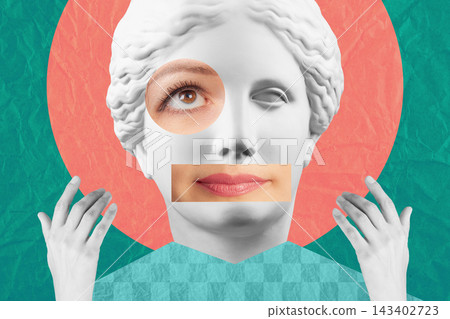 Surreal crazy collage. Art poster, concept, zine cover, funky print. Artwork unusual abstract style. Surreal crazy collage. Art poster, concept, zine cover, funky print. Artwork unusual abstract style. 143402723