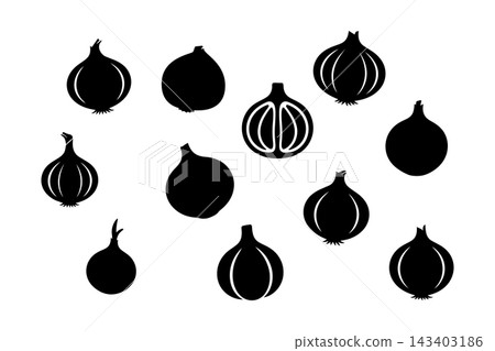 Set of onions vector shape Set of onions vector shape 143403186