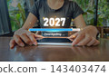 2027 downloading future progress concept with tablet and holographic progress bar icons for technology templates 143403474