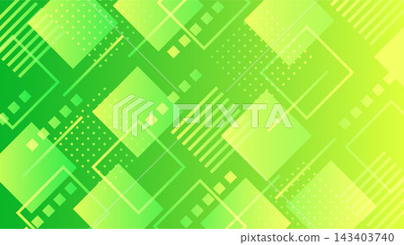 Yellow-green and green geometric Memphis background with dots and stripes, landscape orientation 16:9 Yellow-green and green geometric Memphis background with dots and stripes, landscape orientation 16:9 143403740