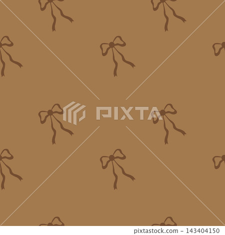 Delicate Brown Bow Pattern on Warm Toned Background for Textiles and Decorative Designs Delicate Brown Bow Pattern on Warm Toned Background for Textiles and Decorative Designs 143404150