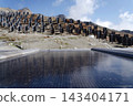 Solar panels lying on ground with vertically mounted four wings around central column, photovoltaic plant avoid snow accumulation, maintain high yields, Alps, future innovation energy concept 143404171
