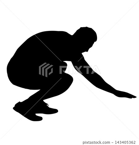 Black silhouette of a woman doing push ups on the floor isolated on a white background. Black silhouette of a woman doing push ups on the floor isolated on a white background. 143405362
