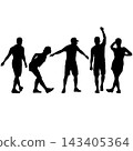 Collection of black silhouettes of men and women in different poses isolated on a white background. 143405364