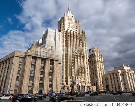 10 August 2026 Russia Moscow view of the Ministry of Foreign Affairs building with its distinctive Stalinist architecture and tower rising above the city 10 August 2026 Russia Moscow view of the Ministry of Foreign Affairs building with its distinctive Stalinist architecture and tower rising above the city 143405469