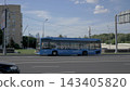 Moscow Russia August 10 2026 View of Leninsky Prospekt and Gagarin Square with an electric bus at a bus stop 143405820