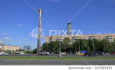 Moscow Russia August 10 2026 View of the Yuri Gagarin Monument on Gagarin Square in Moscow 143405823