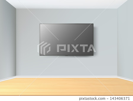 Watching online TV. Modern smart television screen on the wall. Watching online TV. Modern smart television screen on the wall. 143406371