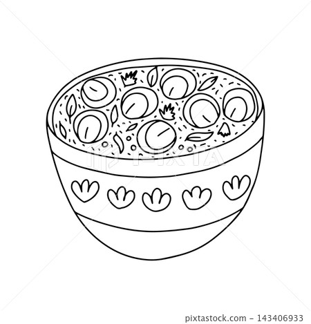Vector Uzbek chuchvara soup in bowl Vector Uzbek chuchvara soup in bowl 143406933