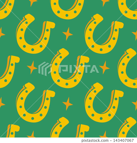 Vector seamless pattern of horseshoe and stars. Lucky seamless pattern of horseshoe. Vector seamless pattern of horseshoe and stars. Lucky seamless pattern of horseshoe. 143407067
