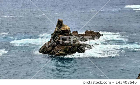A magnificent Rocky Island, beautifully surrounded by magnificent waves in the deep ocean 143408640