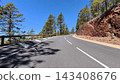 Winding Mountain Road Majestically Surrounded by Lush Green Trees and Idyllic Scenery 143408676