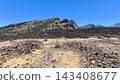 The expansive and captivating Lava Field Landscape is set vibrantly under a clear blue sky 143408677