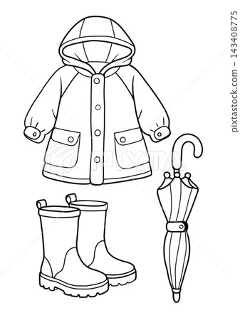 Kids Rain Gear Coloring Page Kids Rain Gear Coloring Page 143408775