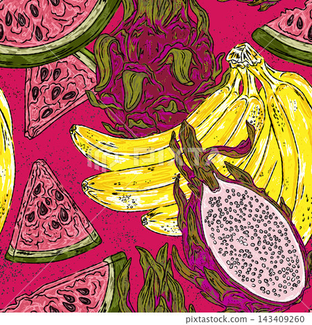 hand drawn sketch of exotic fruits and berries hand drawn sketch of exotic fruits and berries 143409260