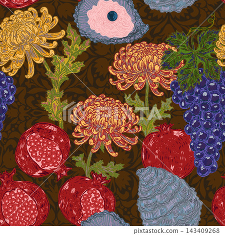 seamless pattern with grapes 143409268