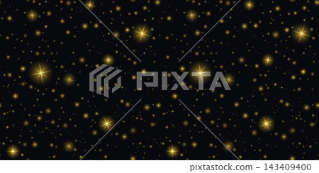 Seamless star pattern on dark background with golden sparkles and celestial glow, perfect for Christmas night sky designs and starry galaxy textures. Seamless star pattern on dark background with golden sparkles and celestial glow, perfect for Christmas night sky designs and starry galaxy textures. 143409400