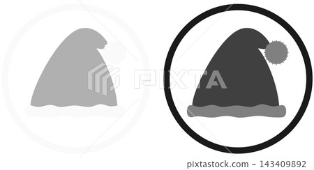 Set of icon illustrations of Santa hats enclosed in a circle / Christmas circular frame material Set of icon illustrations of Santa hats enclosed in a circle / Christmas circular frame material 143409892
