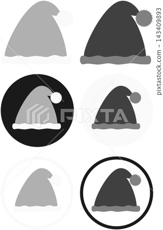 Complete set of Santa hat icon illustrations / Christmas materials including standard, round background, and circular frame. Complete set of Santa hat icon illustrations / Christmas materials including standard, round background, and circular frame. 143409893