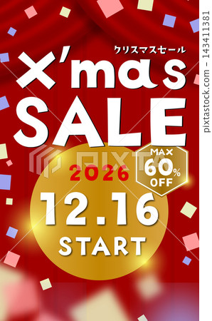 [Vertical] Christmas Sale Starts December 16, 2026 - Up to 60% OFF (Illustration) 143411381
