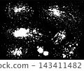 A vector background with white ink splatters on a black background. 143411482