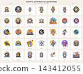 Playful Astronaut Characters Helmets and Space Adventure Icons 143412055