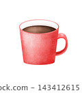 A red mug filled with delicious coffee 143412615