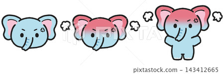 一組憤怒的大象插圖 一組憤怒的大象插圖 143412665