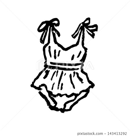 Hand Drawn Frilly Swimsuit Vector Drawing Hand Drawn Frilly Swimsuit Vector Drawing 143413292
