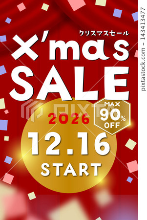[Vertical] Christmas Sale Starts December 16, 2026 - Up to 90% OFF (Illustration) 143413477