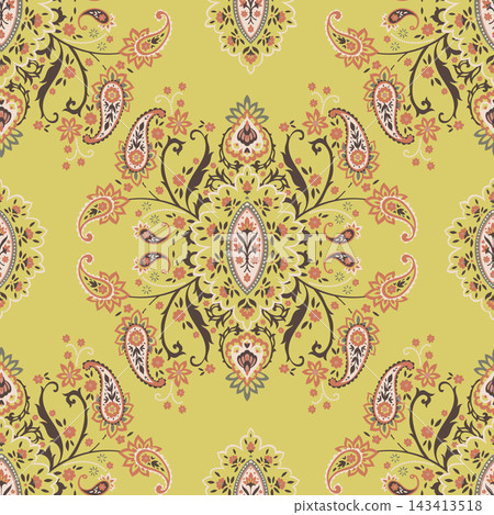 Symmetrical Botanical Damask Interior Print Symmetrical Botanical Damask Interior Print 143413518