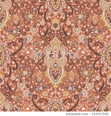 Ornate Vintage Persian Ogee Fabric Design Ornate Vintage Persian Ogee Fabric Design 143413549