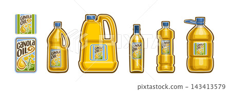 Vector Canola Oil bottles set Vector Canola Oil bottles set 143413579