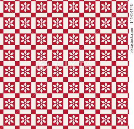Folk Floral Checkerboard Retro Design Folk Floral Checkerboard Retro Design 143414748