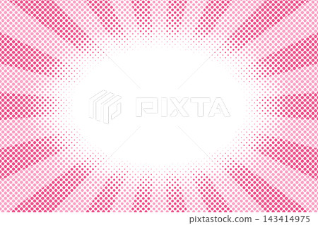 Halftone frame with converging lines, text space in the center, pink, horizontal. Halftone frame with converging lines, text space in the center, pink, horizontal. 143414975